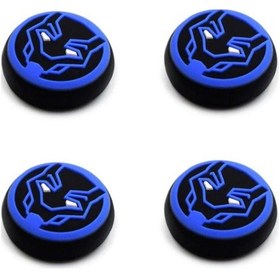 Resim Black Panther Desenli Xbox One S/one X/xbox E/xbox 360 Analog Koruyucu Silikon Pad Mavi Logo 