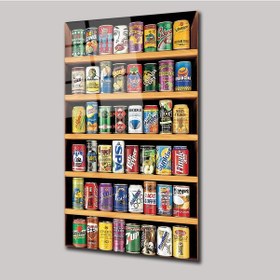 Resim Vintage İçecek Kutuları - Cam Tablo - Deg0087 