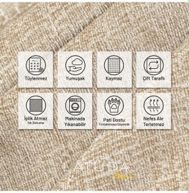 Resim Jakarlı Şönil Koltuk Örtüsü Kanepe Örtüsü Koltuk Şalı 110x175 2 Ad. Kaymaz Bej Bej 