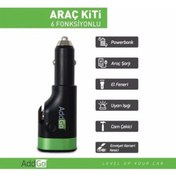 Resim Kemaloto Addgo 6 Fonksiyonlu Oto Araç Şarjı Powerbank Fener Cam Çekici 