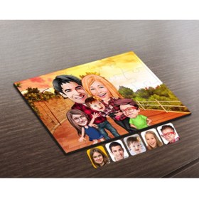 Resim Bk Gift Kişiye Özel Aile Karikatürlü Ahşap Puzzle-5 