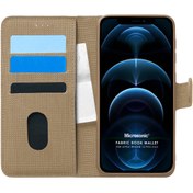 Resim Apple Iphone 12 Pro Max Kılıf Fabric Book Wallet Gold Microsonic