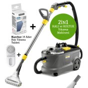 Resim Karcher Puzzi 10/1 Halı Koltuk Yıkama Makinesi-Deterjan Kullanılabilir Yüksek Güçlü Halı ve Zemin Yıkama + 16 yıkama Karcher deterjan Tablet+ Mini Hav-yün temizleyici 