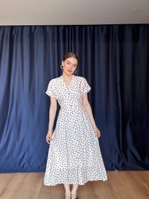 Resim Aec Prive Kadın Beli İnce Gösteren Cotton Puantiye Elbise-2342 - M 