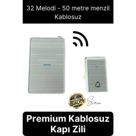 Resim Svein Lüks Kablosuz Uzaktan Kumandalı Yüksek Sesli Uzun Mesafe Menzil Kapı Zili Ev Ofis Dükkan 50 Metre 