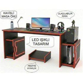 Resim UMGMOBİLYA LEDLi UMG GAMİNG OYUNCU MASASI,BİLGİSAYAR MASASI,SİYAH KIRMIZI MASA,ÇALIŞMA MASASI,MASA 