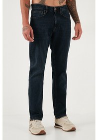 Resim Buratti Streç Pamuklu Comfort Fit Yüksek Bel Boru Paça Jeans Erkek Kot Pantolon 4412C25Texas Mavi 