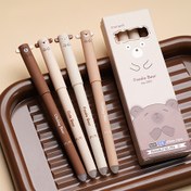 Resim 4 Adet Sevimli Ayı Silinebilir Kalem, Kahve Rengi Karikatür Ayı Tasarımı - 0.5mm Siyah/Mavi Mürekkep, Ofis Kullanımı İçin Hızlı Kolay Isı Silinebilir İnce Yazı Aletleri 