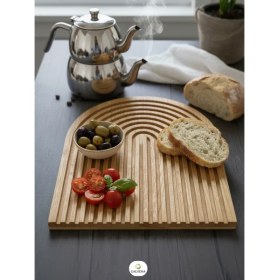 Resim Calvera Lüx Bambu Sunumluk, Dekoratif Gökkuşağı Sunum ve Kesme Tahtası 