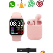 Resim Akıllı Saat ve Bluetooth Kulaklık Seti, Pembe, Ios ve Android Uyumlu, 2.02 Ekran 