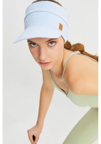 Resim Kadın Uv Korumalı Katlanabilir Üstü Açık Yumuşak Siperli Pamuklu Penye Tenis Vizör Şapka - Tek Ebat / Bebe Mavi Bebe Mavi 