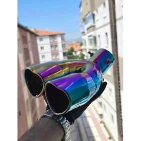Resim Egzoz Başlığı Kalpli Çift Çıkış Nikelajı Paslanmaz 
