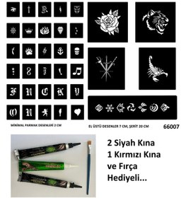 Resim El Üstü Ve Parmak İçin Geçici Dövme Seti 3 Tüp Kına Ve Fırça Hediyeli 