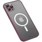 Resim Gpack Apple Iphone 13 Pro Max Kılıf Mokka Tacsafe Lens Korumalı Hassa Tuş Mat Yüzey Mürdüm 