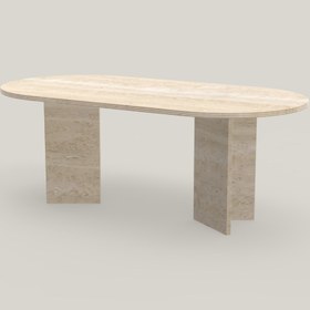 Resim Pipo Traverten Triple Mermer Masa - 200x100 / Korumasız 