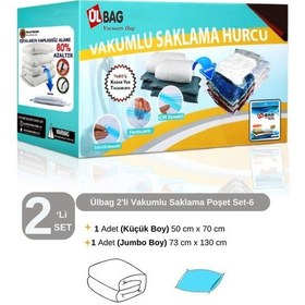 Resim 2'li Vakumlu Hurç Seti - 6 1 Ad. Orta Boy - 1 Ad. Büyük Boy Yastık, Yorgan Vakumlu Poşet Şeffaf 