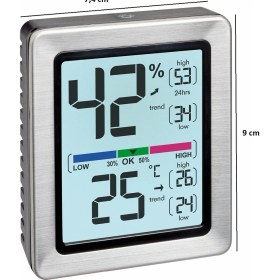Resim Tfa Dostmann "exacto" Paslanmaz Çelik Çerçeveli, Dijital Sıcaklık ve Nem Ölçer, Termometre-Higrometre TM832.1046.54 