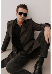 Resim D's Damat Ds Damat Regular Fit Siyah Apoletli Beli Kemerli Pardösü/Trenckot 1HF08ORT00013 Siyah 