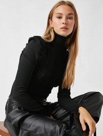 Resim Balıkçı Yaka Uzun Puff Kollu Triko Kazak 