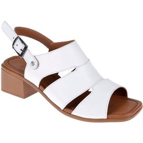 Resim Pullman Hakiki Deri Alçak Topuk Kadın Sandalet Mx 1113 Beyaz Beyaz 