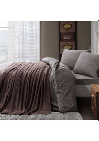 Resim Taç Çift Kişilik Triko Battaniyeli Nevresim Seti Kahverengi 000000001000043006 Kahve 