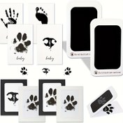 Resim Pet Paw Print Kit 2 Mürekkep Ped, 4 Fotoğraf Kağıdı ve 4 Kağıt Çerçevesi İçerir - Halloween, Ayak İzi, El İzi, Şükran Günü ve Noel Anıtları için Mükemmel 
