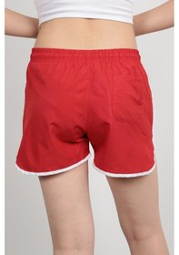 Resim Giysa Kadın Deniz Şortu İp Bağlama Hafif Lastikli Bel Kısa Kesim Kırmızı - 5402 Kırmızı 