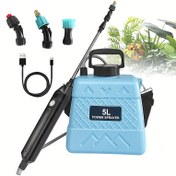 Resim 5.0 L USB Şarj Edilebilir Sprey, Ayarlanabilir Nozul/Taşınabilir Elektrikli Sulama Kabı 2000mAh Pil ile, 3 Adet Püskül Nozulu, Çıkarılabilir Omuz Askısı, Mavi, Bahçe, Tarım ve Gübreleme için Uygun 