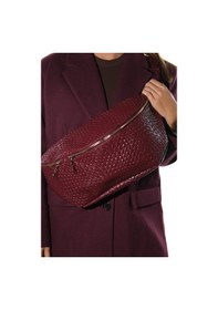 Resim Luvishoes Luvi Shoes Venta Bordo Örgü Kadın Büyük Bel Çantası Bordo 
