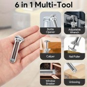 Resim 6'sı 1 arada Çok Fonksiyonlu Mini Anahtar, Şişe Açacağı, Ayarlanabilir Çekiç, Tornavida, Kaliper ve Daha Fazlası - Dayanıklı Metal Alet, Ev, Ofis, Kendin Yap Projeleri, Tornavida Aleti, Kompakt Tasarım, Sağlam Yapı 