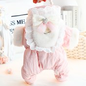 Resim 1 adet Kışlık Pet Köpek Giysileri, Kalınlaşmış Athena Yıldız Dört Ayaklı Göbek Korumalı Ceket, Teddy Küçük Köpek Polyester 100% Klapa Tekne için Küçük Irklar, Yalnızca El Yıkama 