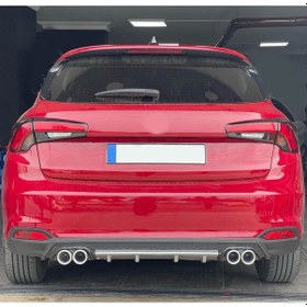 Resim Fiat Egea Hatchback Uyumlu Body Kit Difüzör 4 Çıkış Yuvarlak Gri Model 3 