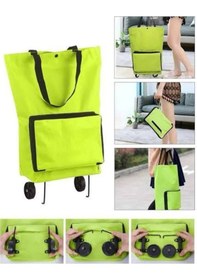 Resim Katlanabilir Tekerlekli Çantalı Çarşı Pazar Arabası Alışveriş Çantası Piknik Çantası 