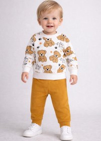 Resim dinamik çocuk Erkek Bebek 2li Takım | Ayıcık Desenli Sweatshirt + Alt 3-6-9-12aylık 