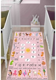 Resim Öğretici Ingilizce Çocuk Oyun Halısı Kaymaz Makinede Yıkanır 