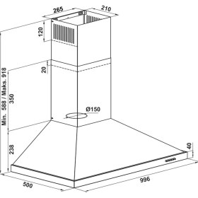 Resim Hafele Sırıus Kuzineli Davlumbaz Inox-Siyah 100MM 