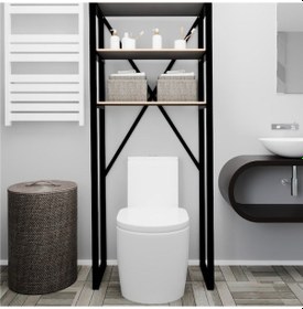 Resim Klozet Üstü Düzenleyici Raf Banyo Düzenleyici Klozet Üstü Raf B Antrasit 