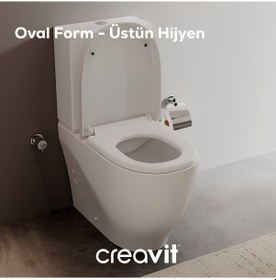 Resim Creavit Mare Beyaz Kanalsız Duvara Sıfır Klozet Takımı Ma361, Creavit Mare Duroplast Yavaş Kapak Beyaz 