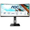 Resim AOC 34 Aoc CU34P2C 1ms 100MHZ 1xhdmı 1xdp USB Type-C Wqhd 3440X1440 Hoparlör Yükseklik Ayarı Curved Pıvot Vesa Siyah Monitör 