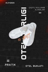 Resim otel bukleti Otel Terliği Polietilen Taban Kullan At Tela Terlik Beyaz 10 ADET 