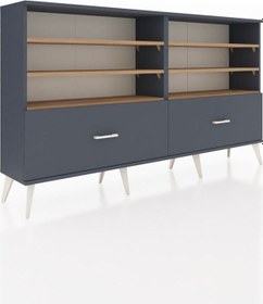 Resim Arges Konsol 6 Raflı 2 Çekmeceli 176x30x99 Antrasit-çam/antrasit Atlas Çam/antrasıt - Antrasıt 