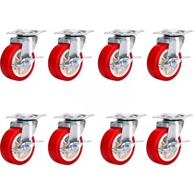 Resim 8 Adet (Küçük Boy) 3,17 cm Evrensel Tekerlek, Frenli Sessiz Pürüzsüz Evrensel Tekerlek, Yüksek Taşıma Kapasiteli Düşük Sesli, Mobilya Donanımı, Çeşitli Bilgisayar Dolapları, Ofis Dolapları, Çalışma Masaları ve Küçük Mobilyalar İçin Uygun 