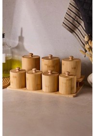 Resim Perotti Pisa 7 Parça Tezgah Üstü Bambu Standlı Baharat Seti 90084 Kahverengi 