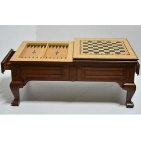 Resim Orta Sehpa Tavla-Satranç Model Takım Büyük Kayın Retro Ayak Parla 