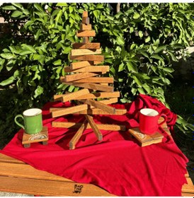 Resim Leftover Ahşap Yılbaşı Ağacı - 54cm Kahverengi 