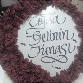 Resim Gülce Bordo Lazer Çiçekli Gelin Tefi 