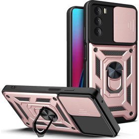 Resim Eabhulie Motorola Moto G Stylus 2022 Için Kaydırmalı Kamera Kapaklı ve Halka Tutucu Standlı Sağlam Zırh Koruma Çantası Kılıf (Yurt Dışından) 