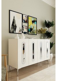Resim Ka1206bs Rany120 Konsol, Kahve Köşesi Ve Tv Sehpası Beyaz-sılver 120cm Beyaz-sılver 
