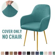 Resim 1 adet Altın Bacaklı Modern Waffle Knit Sandalye Örtüsü - Esnek Polyester Kaydırmaz Sandalye Örtüsü, Makine Yıkanabilir, Teal Yeşil Renkli Dokulu Tasarım, Yemek Odası Sandalye Örtüsü | Zarif Örtü | Waffle Knit Dokusu, Sandalye Örtüleri 