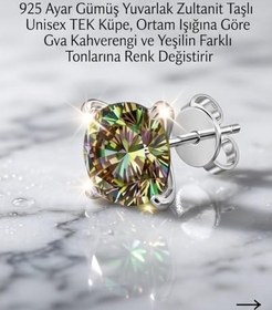 Resim 925 Ayar Gümüş Zultanit Taşlı Çivi Küpe Unisex Minimal Küpe 3 mm 4 mm 5 mm 6 mm 7 mm Parlak Taş Antialerjik Klipsli Tek ve Çift Seçenekli Kadın Erkek Günlük Kombin 